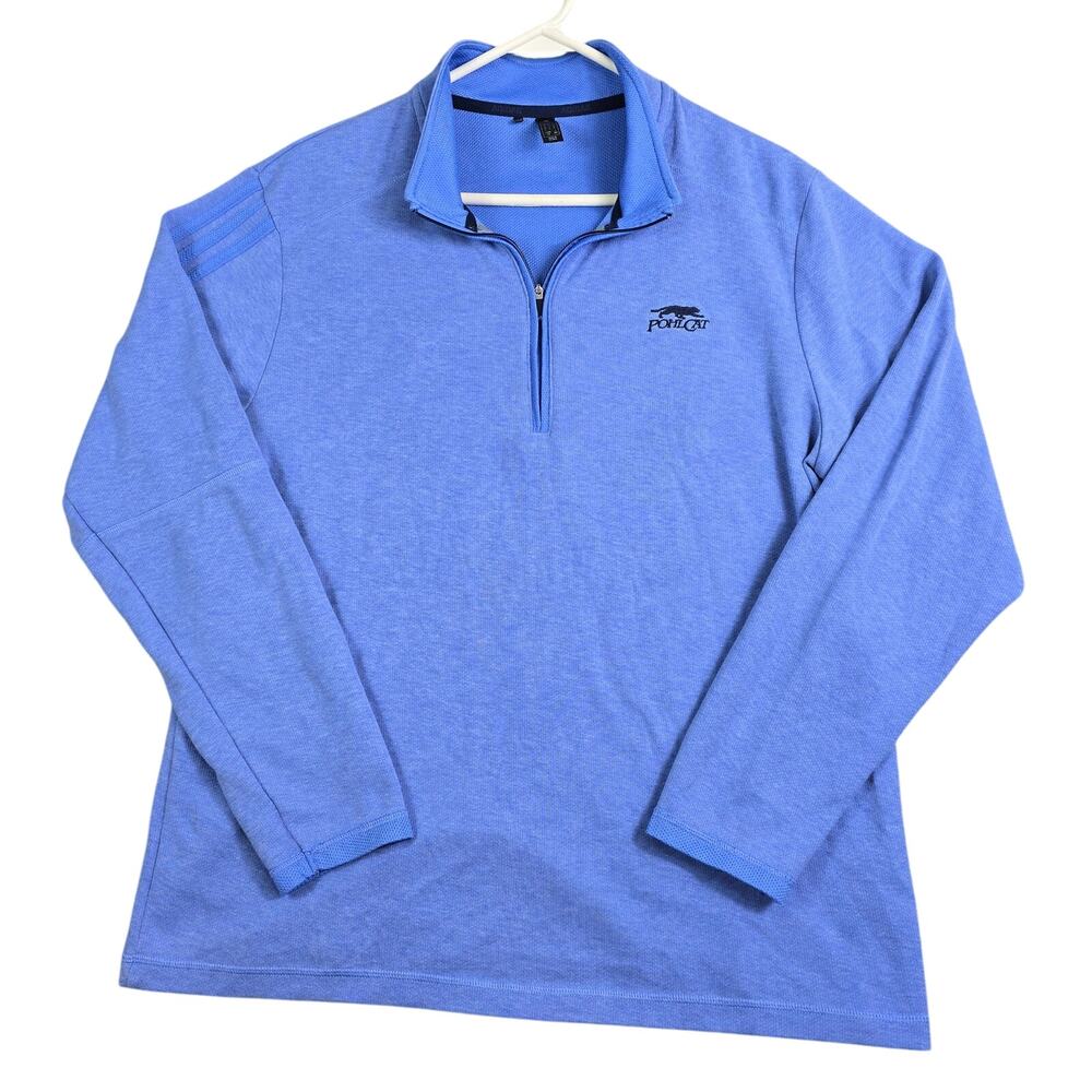 Adidas Primegreen 1/4 Zip Golf Jacket Men's Large Blue Pohl Cat Logo Lightweight